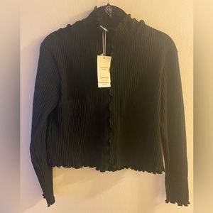 Mango NWT Black Mockneck Top